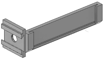 Vue 3D du porte-étiquette EM_PE_DH_H1_1x60mm