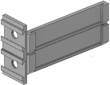 Vue 3D du porte-étiquette EM_PE_DH_H2_2x60mm