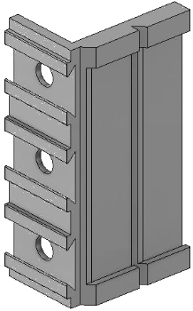 Vue 3D du porte-étiquette EM_PE_DV_H3_2x56.75mm