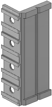Vue 3D du porte-étiquette EM_PE_DV_H4_2x77.5mm