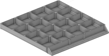 Vue 3D du tirroir T_P15_H1L3_D16_PE