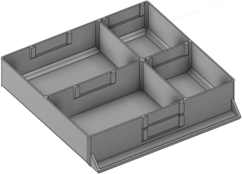 Vue 3D du tirroir T_P15_H2L3_D4.5_PE