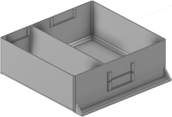 Vue 3D du tirroir T_P15_H3L3_D2.5_PE