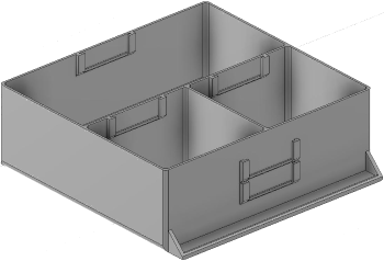 Vue 3D du tirroir T_P15_H3L3_D3.5_PE