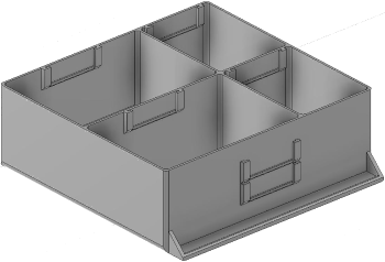 Vue 3D du tirroir T_P15_H3L3_D4.5_PE