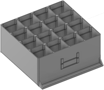 Vue 3D du tirroir T_P15_H4L3_D16_PE