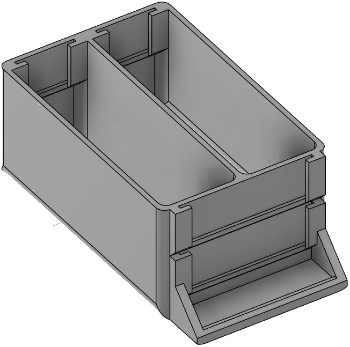 Vue 3D du tirroir T_P7.5_H2L1_D2.2_PE