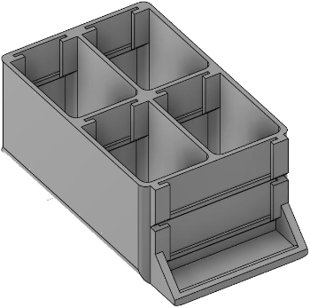 Vue 3D du tirroir T_P7.5_H2L1_D4_PE