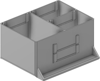 Vue 3D du tirroir T_P7.5_H3L2_D3.4_PE