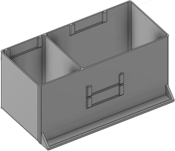 Vue 3D du tirroir T_P7.5_H4L3_D2.3_PE